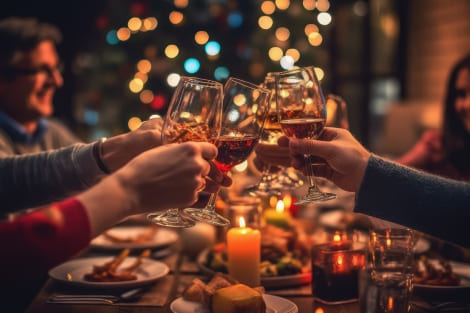 Brindis entre amigos durante la celebracion de un evento