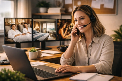 Atendiendo a clientes en Experiencias Valencia